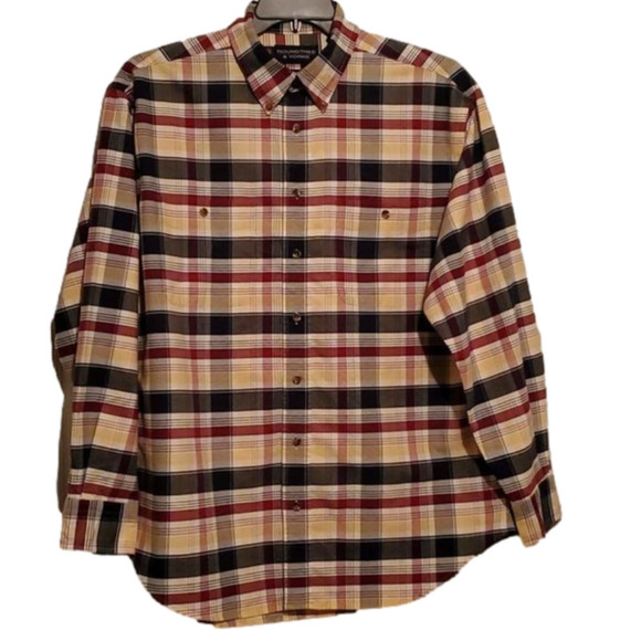 Roundtree & Yorke Men's Cotton Button Down Plaid Shirt Size Large - Picture 1 of 10